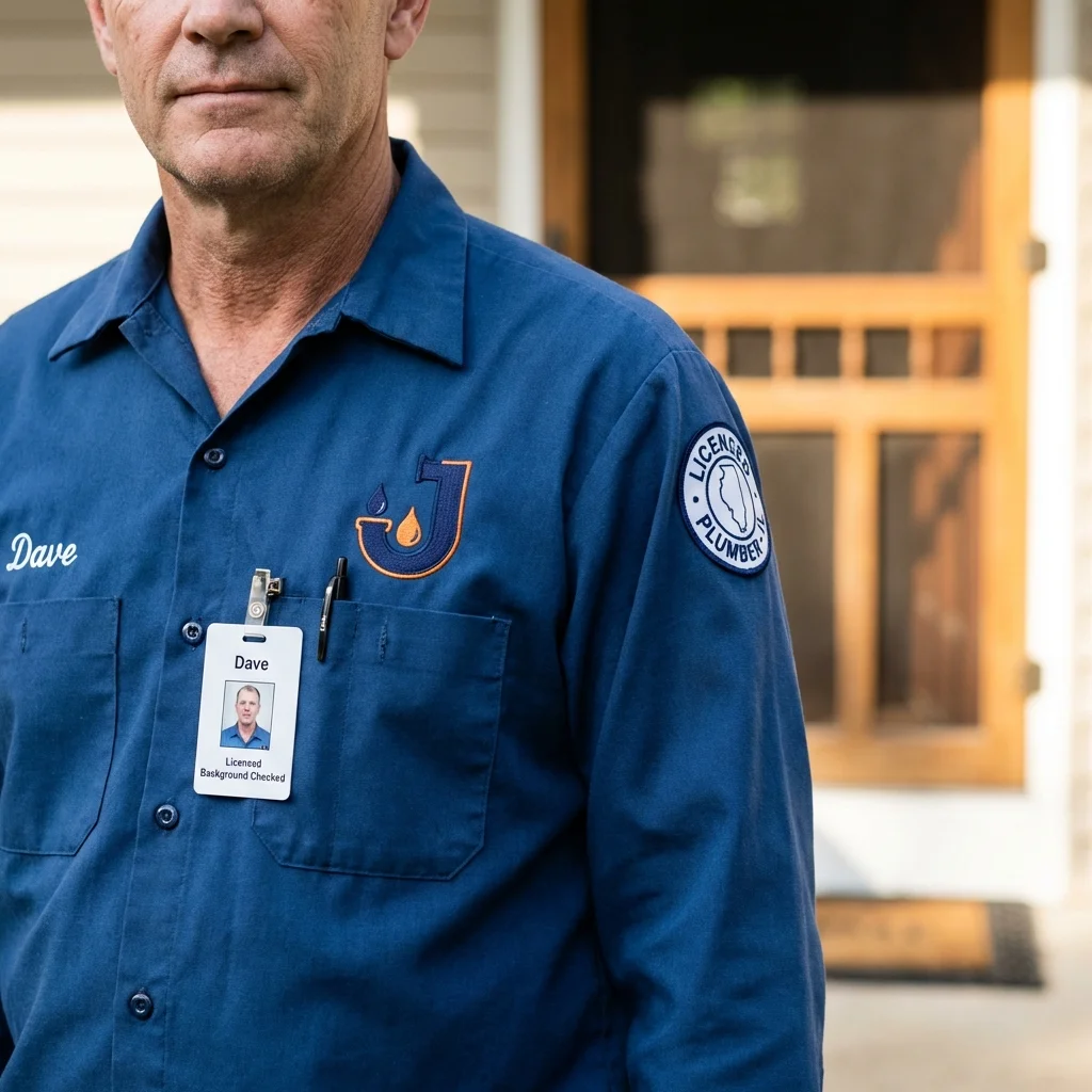 Licensed plumber showing ID badge in Port Carbon, PA