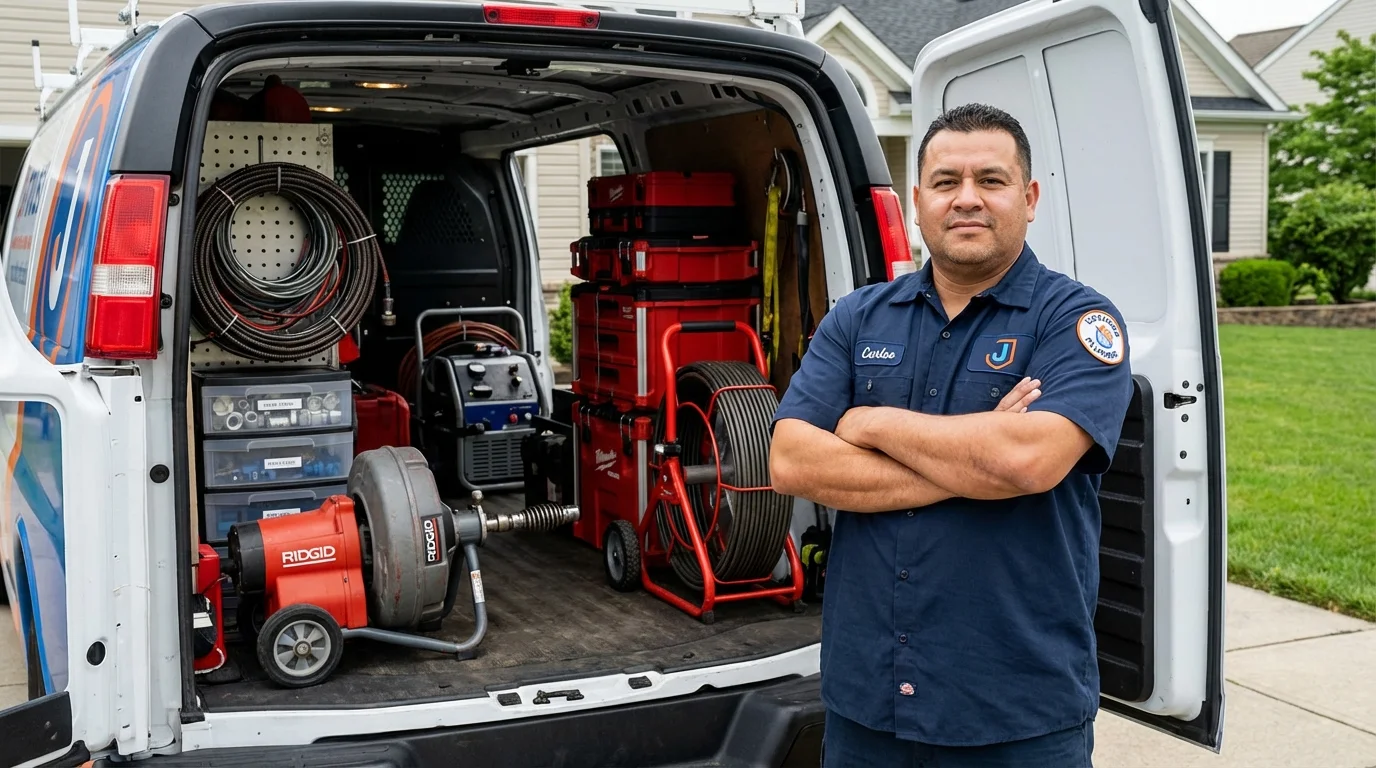 Professional drain cleaning equipment and Johns Plumbing LLC plumber in Port Carbon