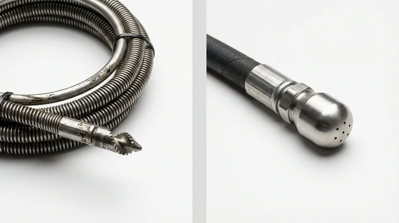 Drain snake cable and hydro jetting nozzle used for drain cleaning in Port Carbon, PA