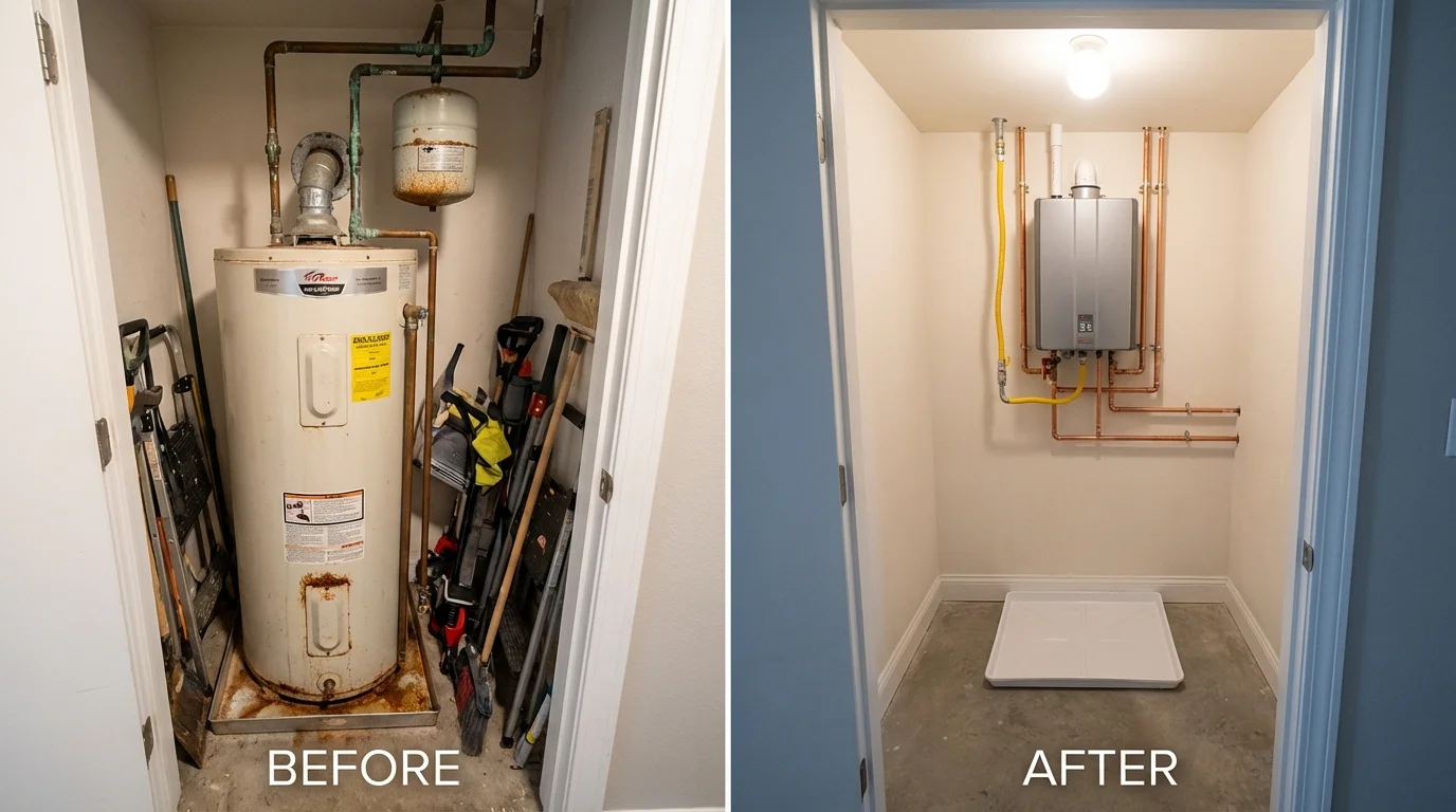 Tank water heater versus wall-mounted tankless unit comparison for Port Carbon, PA homeowners